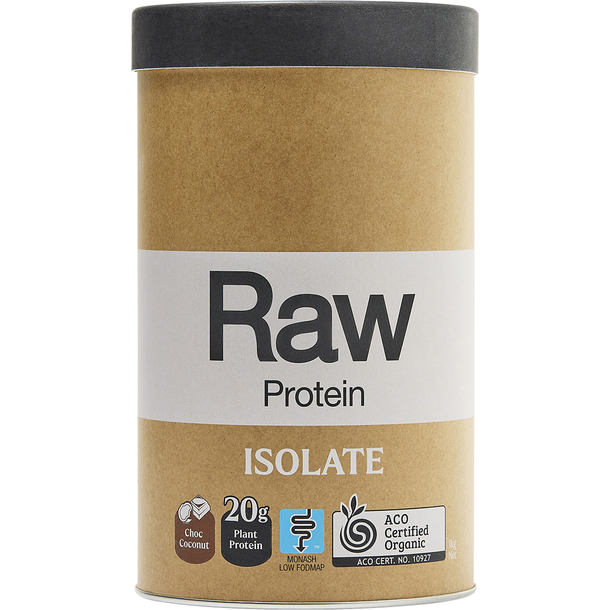 Amazonia Raw Protein Isolate Choc Coconut – 1kg, front of pack