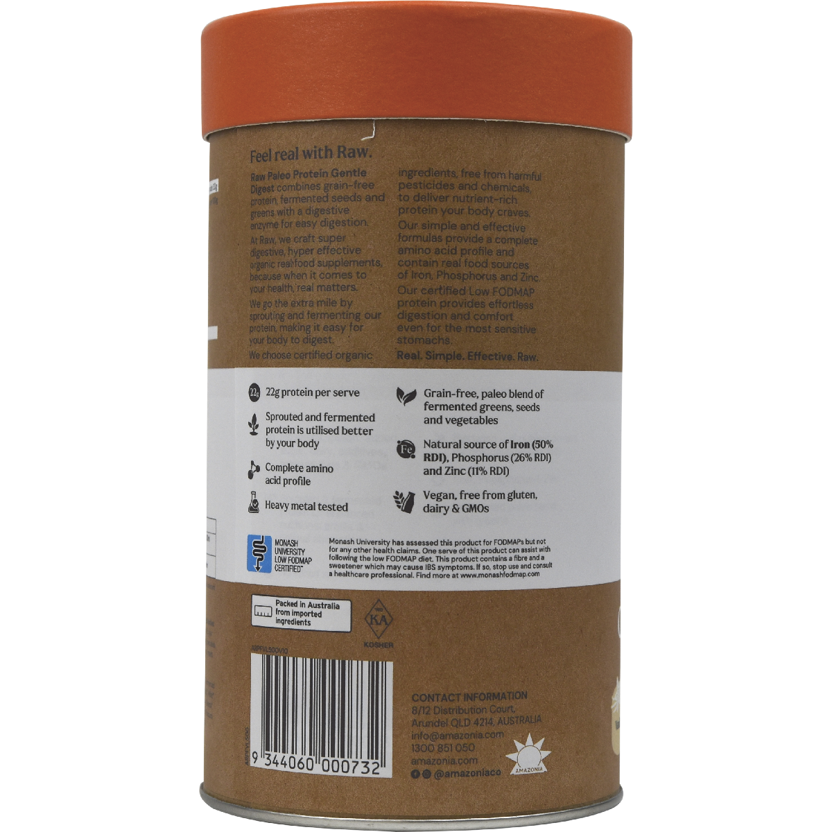 Amazonia Raw Gentle Digest Paleo Protein Vanilla – 500g, pack detail