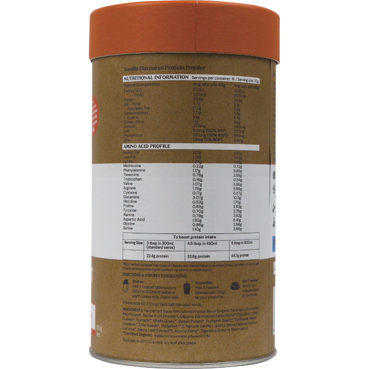 Amazonia Raw Gentle Digest Paleo Protein Vanilla – 500g, pack detail