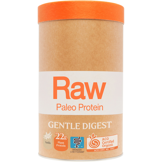 Amazonia Raw Gentle Digest Paleo Protein Vanilla – 1kg, front of pack