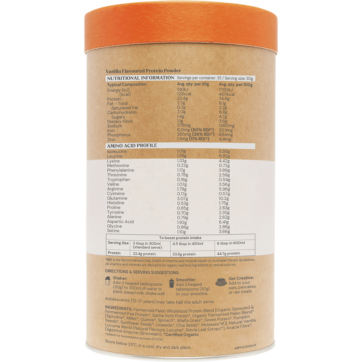 Amazonia Raw Gentle Digest Paleo Protein Vanilla – 1kg, pack detail