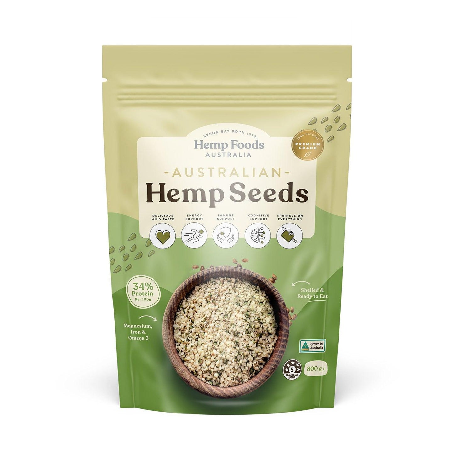 Hemp Foods Australia Australian Grown Hulled Hemp Seeds – 800g