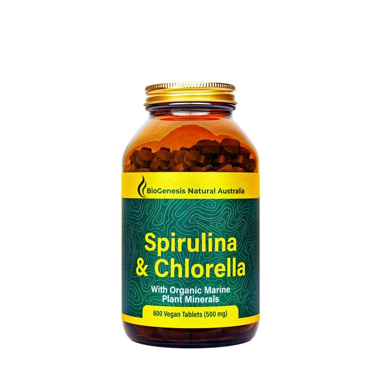 Biogenesis Spirulina & Chlorella + Min – 500mg, 600 Tablets