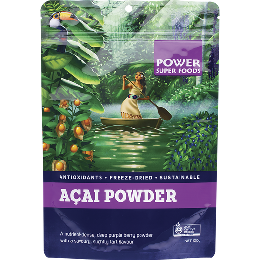 Power Super Foods Organic Acai Powder – 100g, front of pack