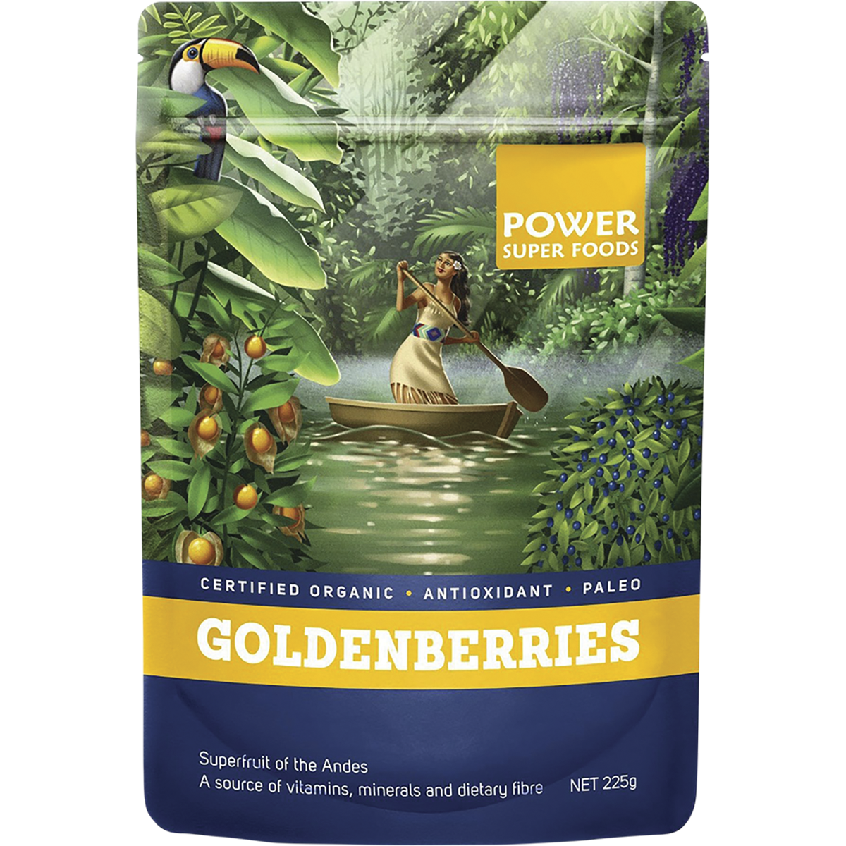 Power Super Foods Organic Goldenberries – 225g, front of pack