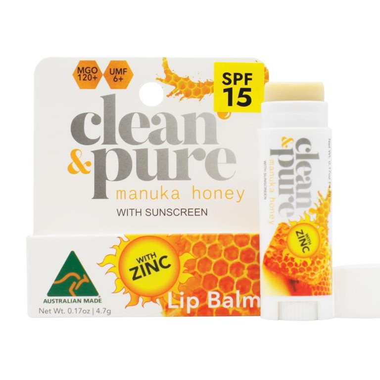 Clean & Pure Manuka Honey Lip Balm – with Sunscreen