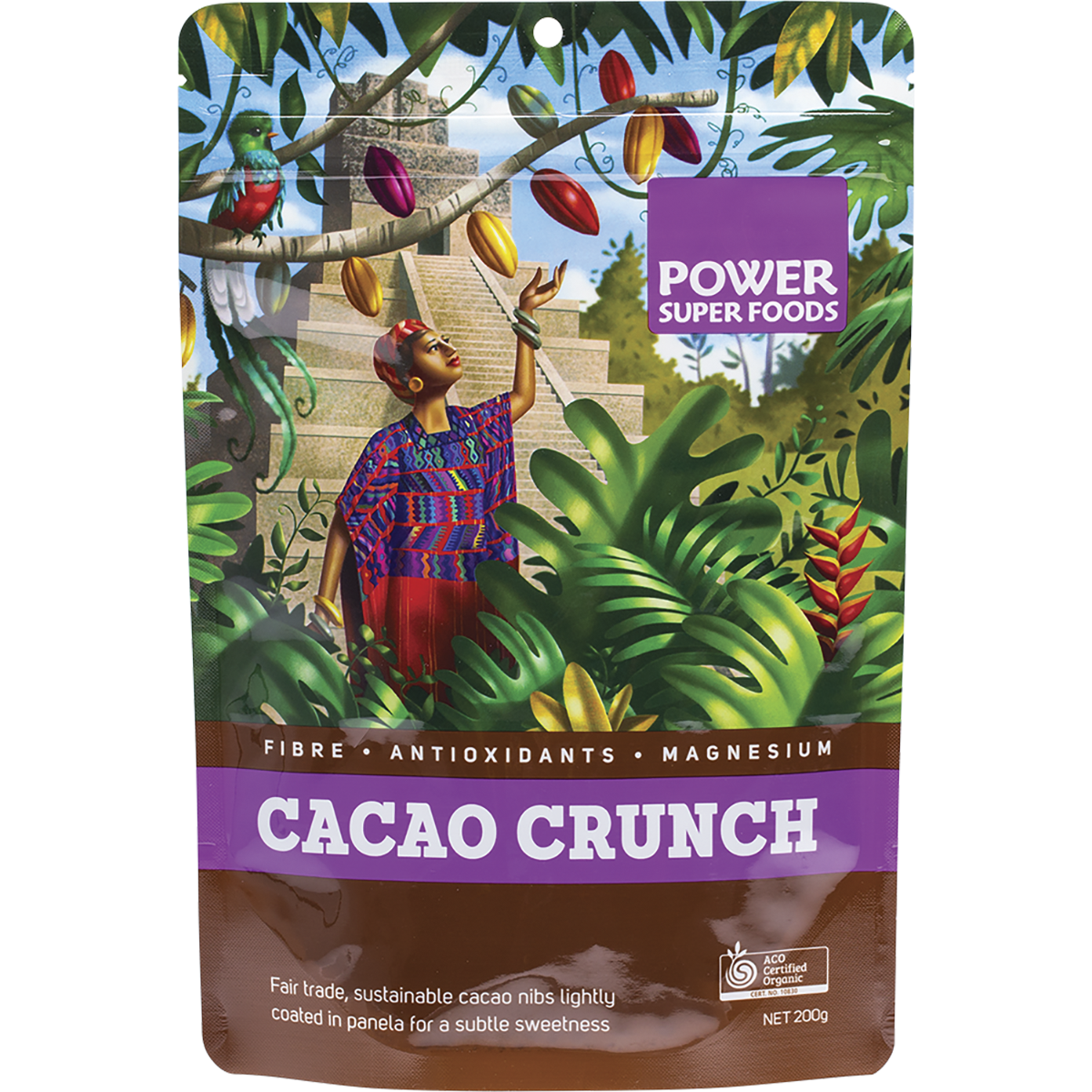 Power Super Foods Cacao Crunch Nibs Raw – 200g, front of pack