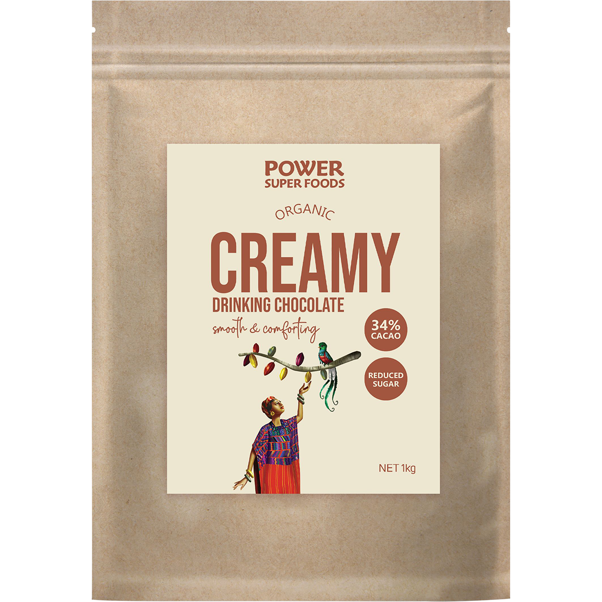 Power Super Foods Creamy Drinking Chocolate – 1kg, front of pack