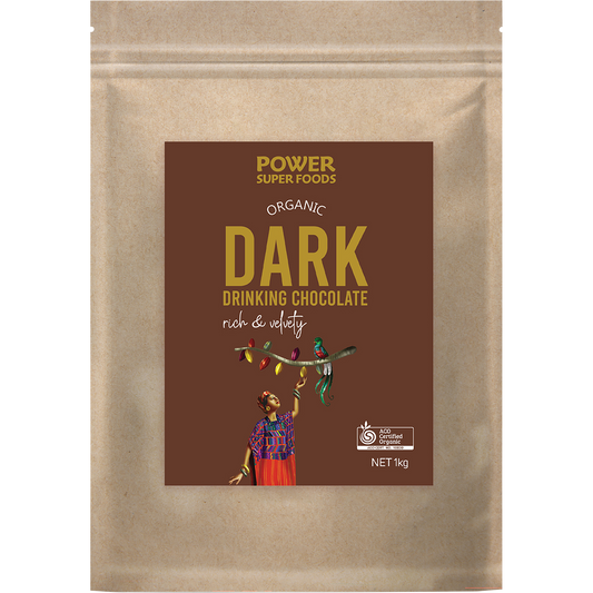 Power Super Foods Dark Drinking Chocolate – 1kg, front of pack