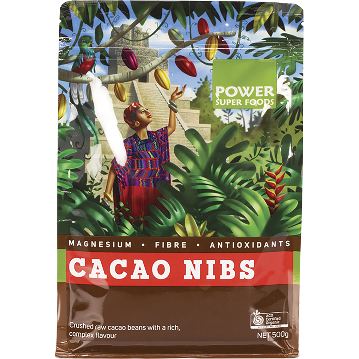 Power Super Foods Cacao Nibs Raw – 500g, front of pack