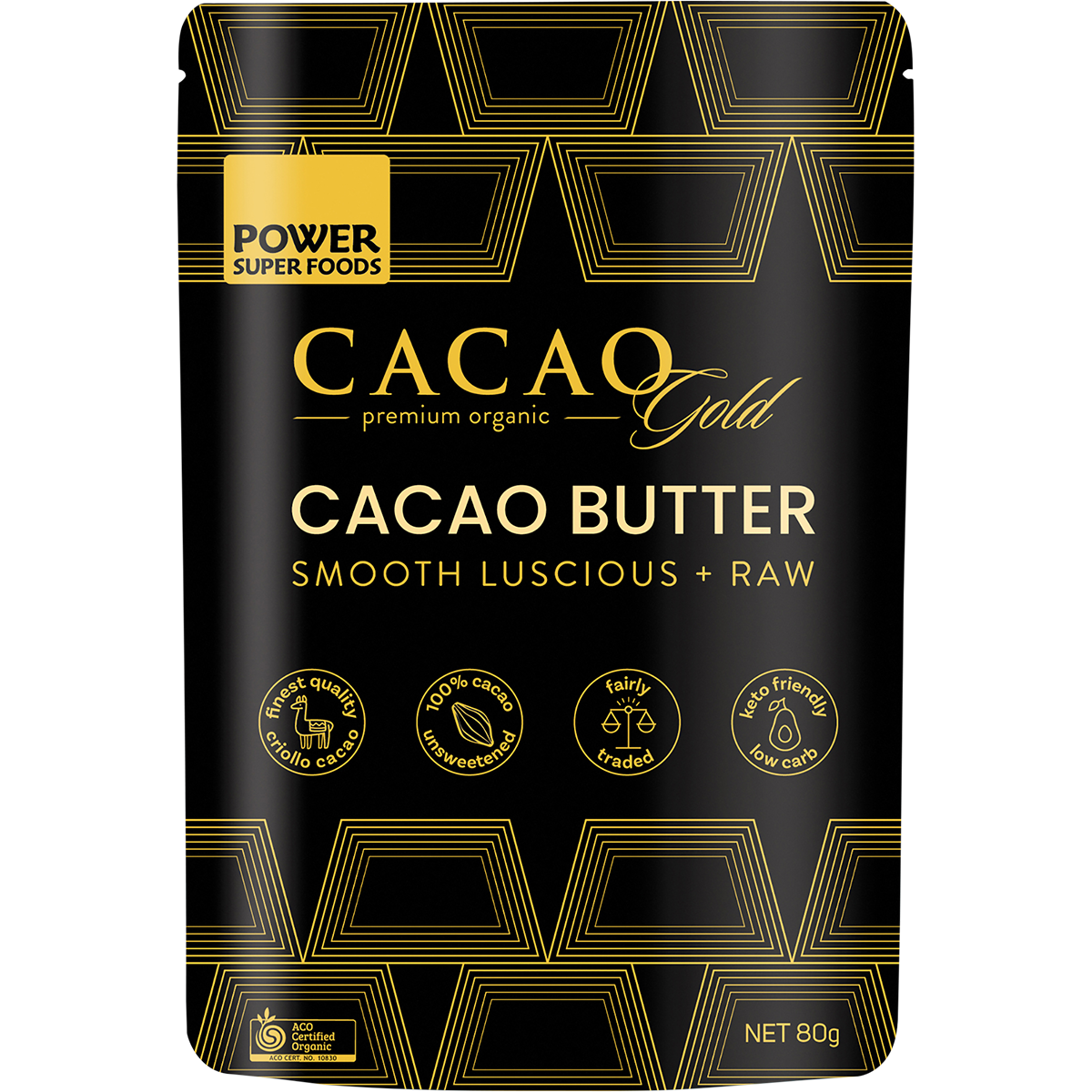 Power Super Foods Cacao GOLD Butter Chunks – 80g, front of pack