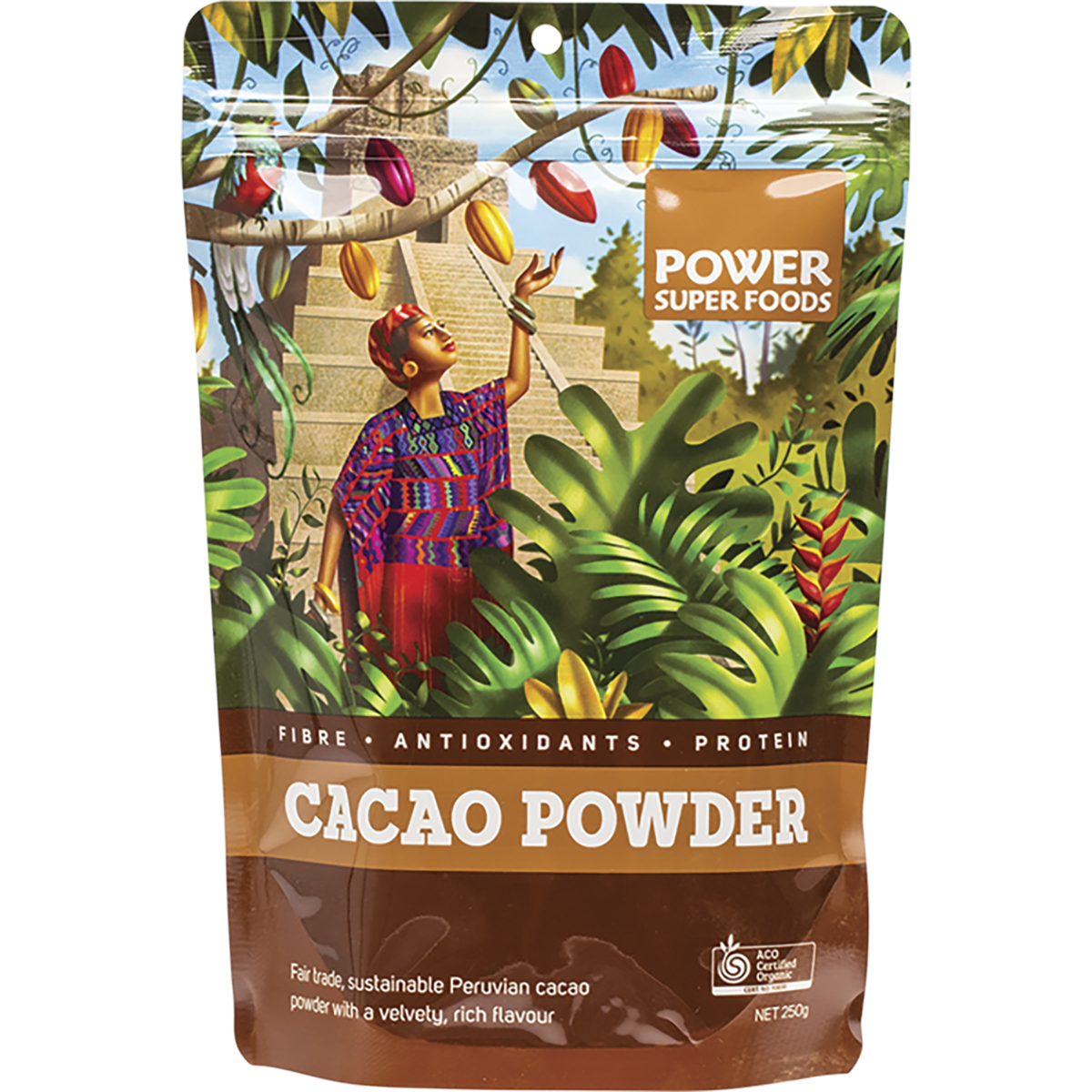 Power Super Foods Cacao Powder Origin – 250g, front of pack