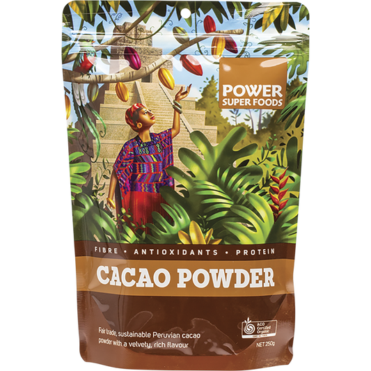 Power Super Foods Cacao Powder Origin – 250g, front of pack