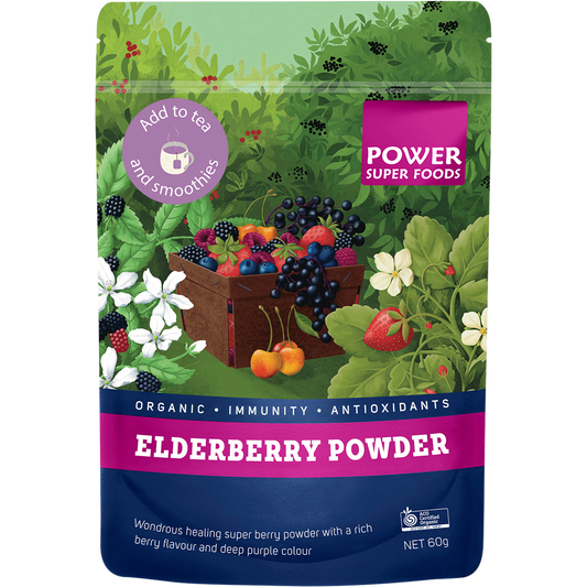 Power Super Foods Organic Elderberry Powder – 60g, front of pack