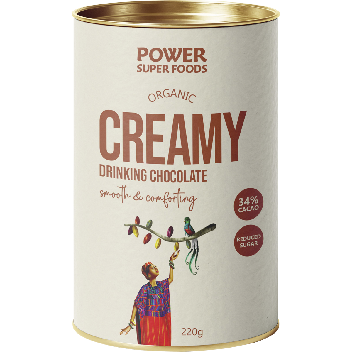 Power Super Foods Creamy Drinking Chocolate – 220g, front of pack