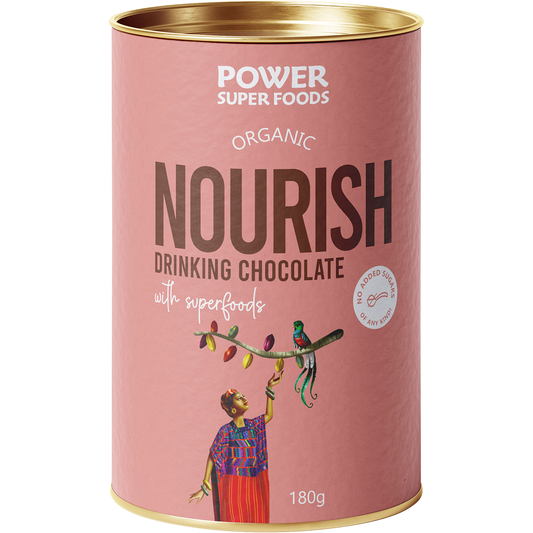 Power Super Foods Nourish Drinking Chocolate With Superfoods – 180g, front of pack