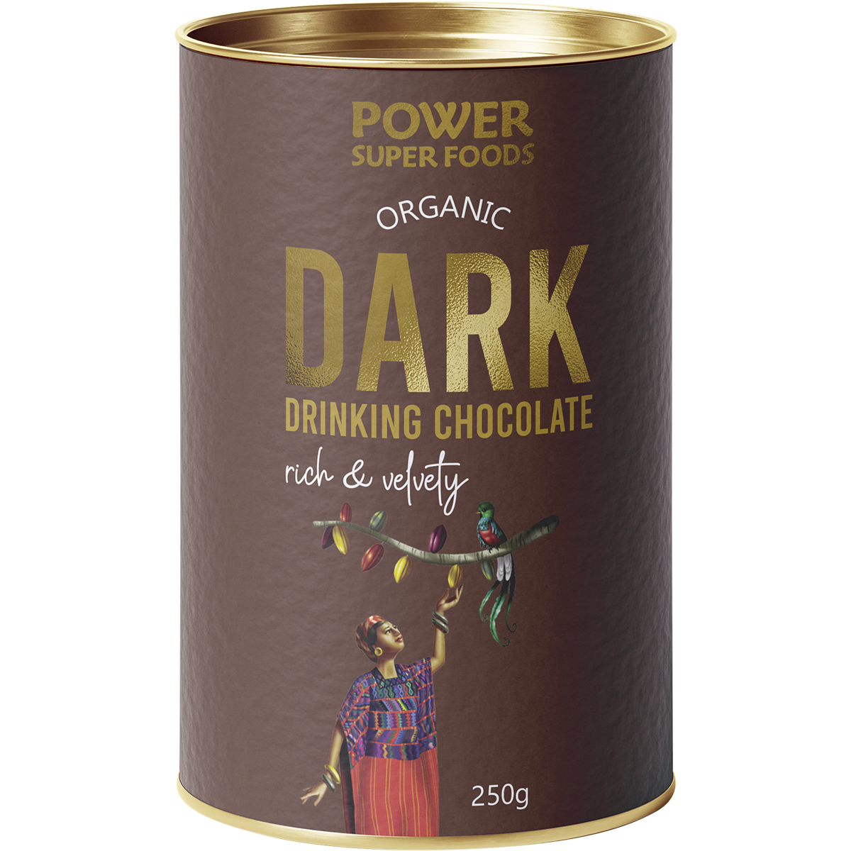 Power Super Foods Dark Drinking Chocolate – 250g, front of pack