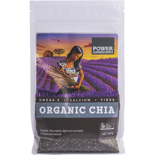 Power Super Foods Organic Chia Seeds – 450g, front of pack