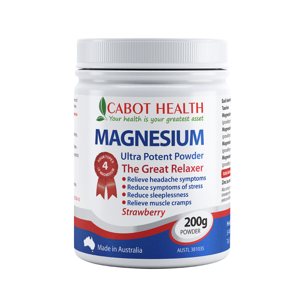 Cabot Health Magnesium Ultra Potent Strawberry Powder – 200g
