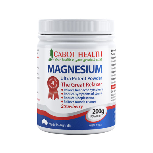 Cabot Health Magnesium Ultra Potent Strawberry Powder – 200g