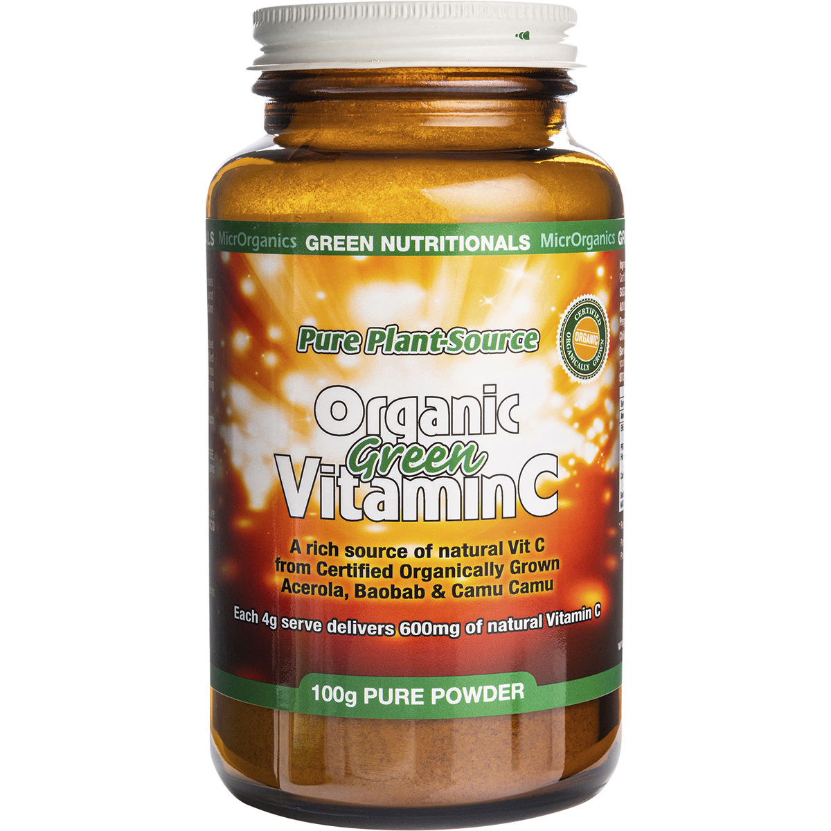 Green Nutritionals Organic Green Vitamin C Powder – 100g, front of pack
