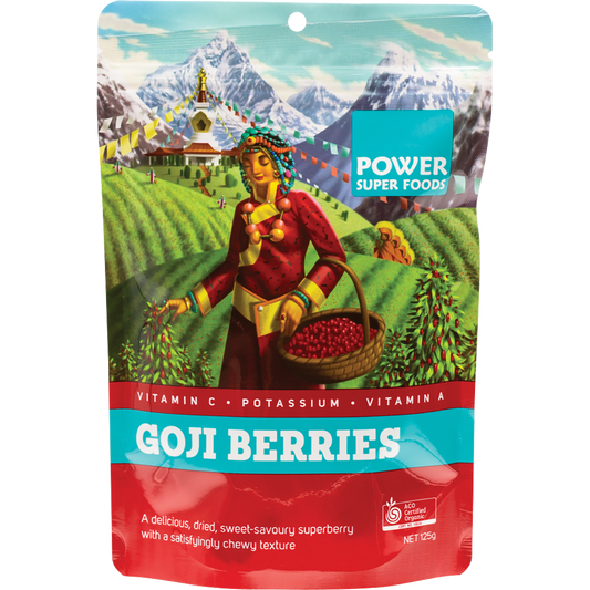 Power Super Foods Organic Goji Berries – 125g, front of pack