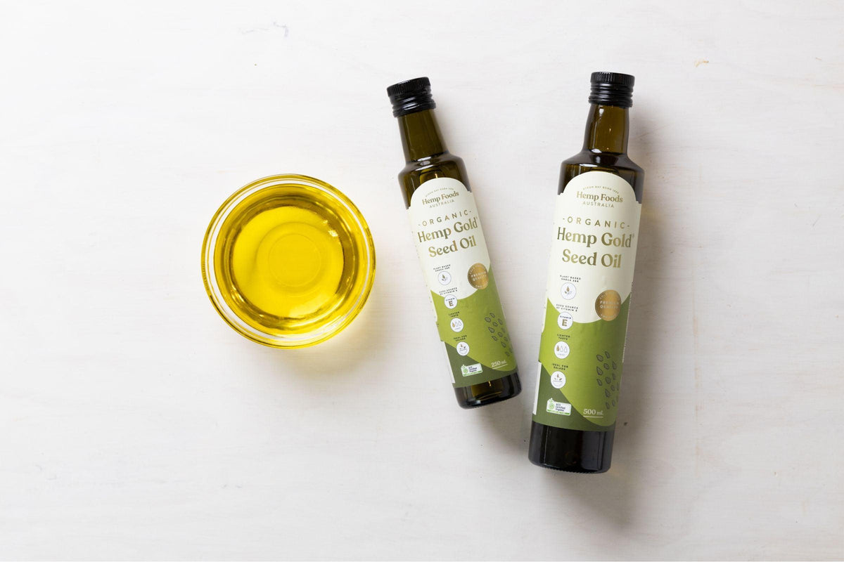 Hemp Gold Seed Oil poured into a dish