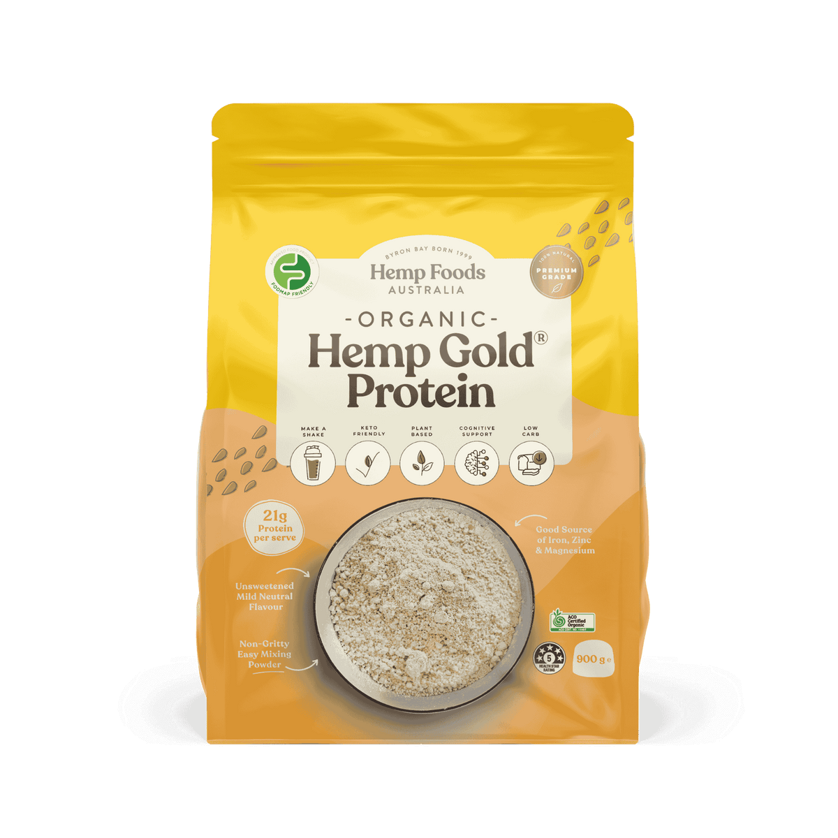 Hemp Foods Australia Organic Hemp Gold Protein Powder – 900g
