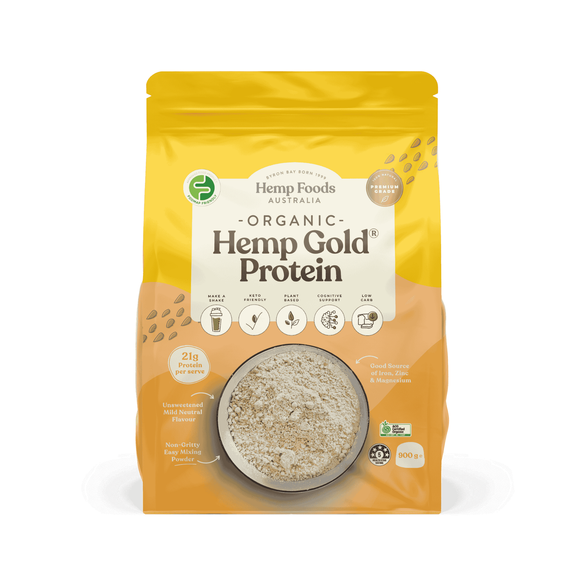 Hemp Foods Australia Organic Hemp Gold Protein Powder – 900g