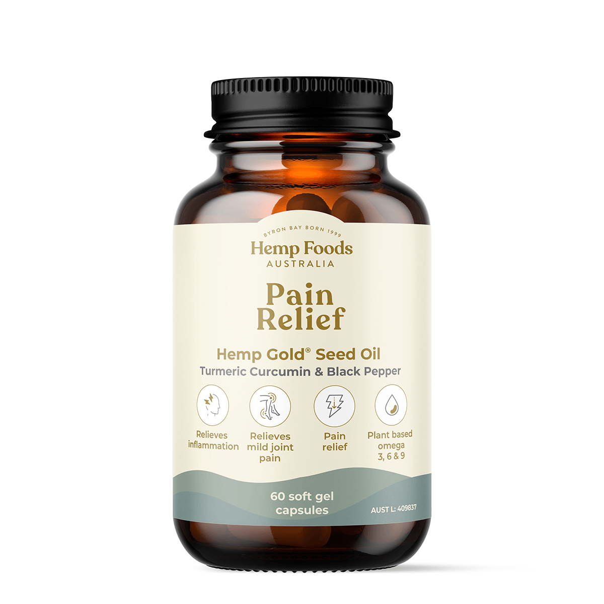 Hemp Foods Australia Hemp Seed Oil, Turmeric & Black Pepper Capsules – 60 capsules