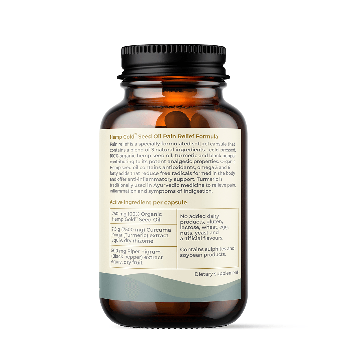Hemp Seed Oil, Turmeric & Black Pepper Capsules, back label