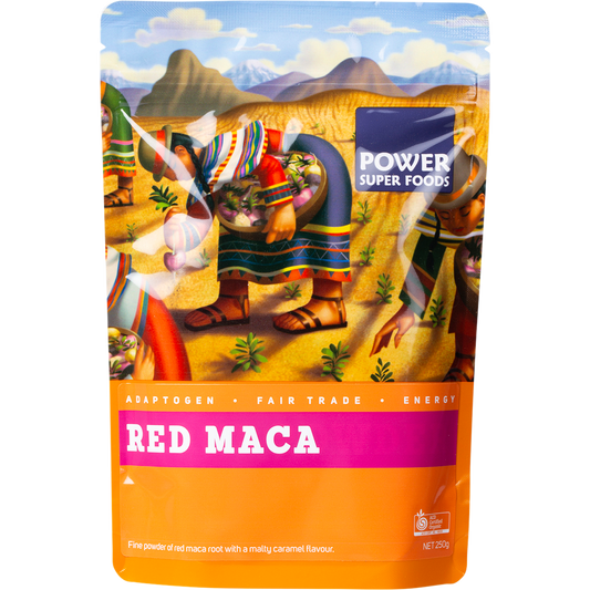 Power Super Foods Organic Red Maca Powder – 250g, front of pack