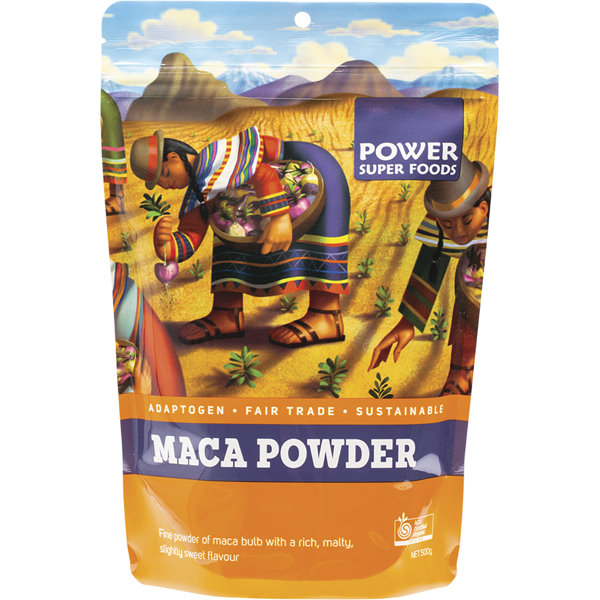 Power Super Foods Organic Maca Powder – 500g, front of pack