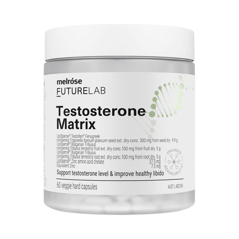 Melrose FutureLab Testosterone Matrix – 60 Vege Capsules, front of pack