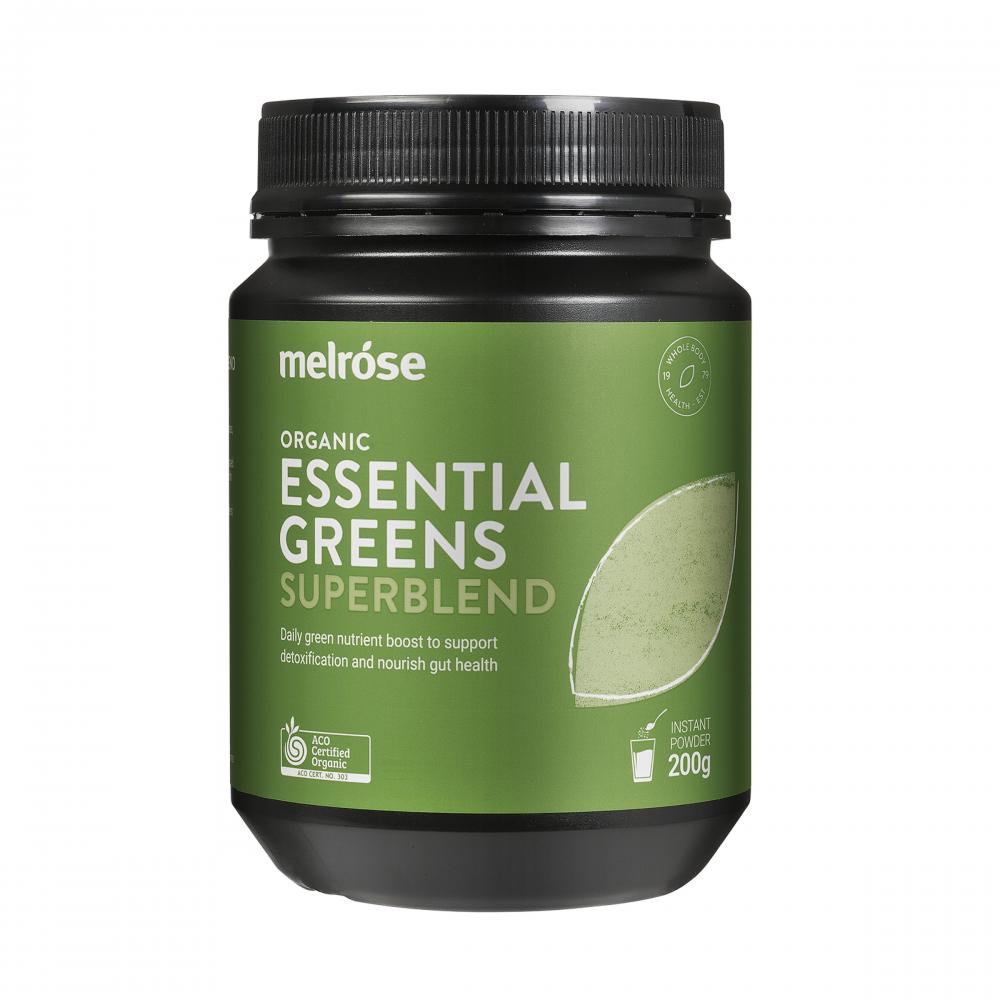 Melrose Organic Essential Greens Superblend Powder – 200g, front of pack