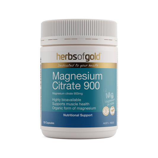 Herbs of Gold Magnesium Citrate 900 – 120 Vege Capsules