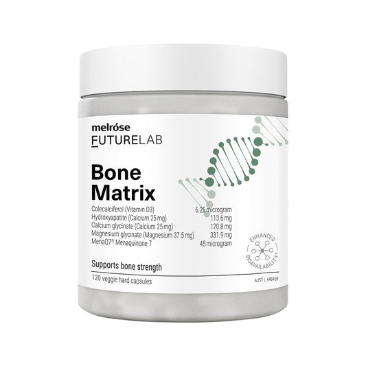 Melrose FutureLab Bone Matrix – 120 Vege Capsules, front of pack
