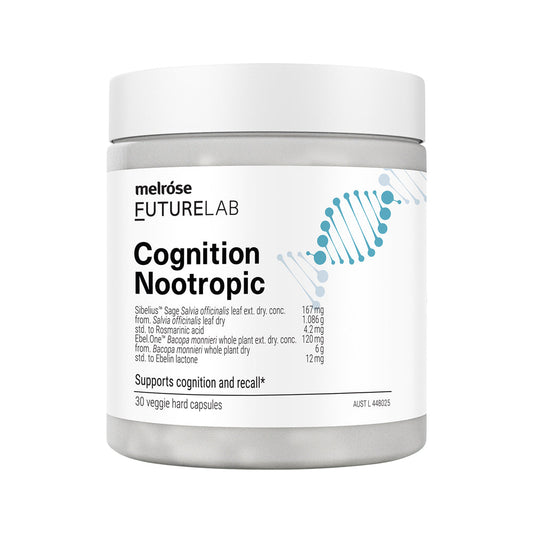 Melrose FutureLab Cognition Nootropic – 30 Vege Capsules, front of pack