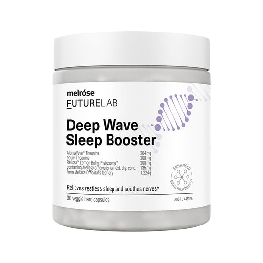 Melrose FutureLab Deep Wave Sleep Booster – 30 Vege Capsules, front of pack
