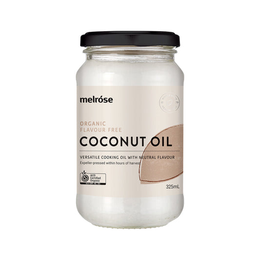 Melrose Organic Coconut Oil Flavour Free – 325ml, front of pack