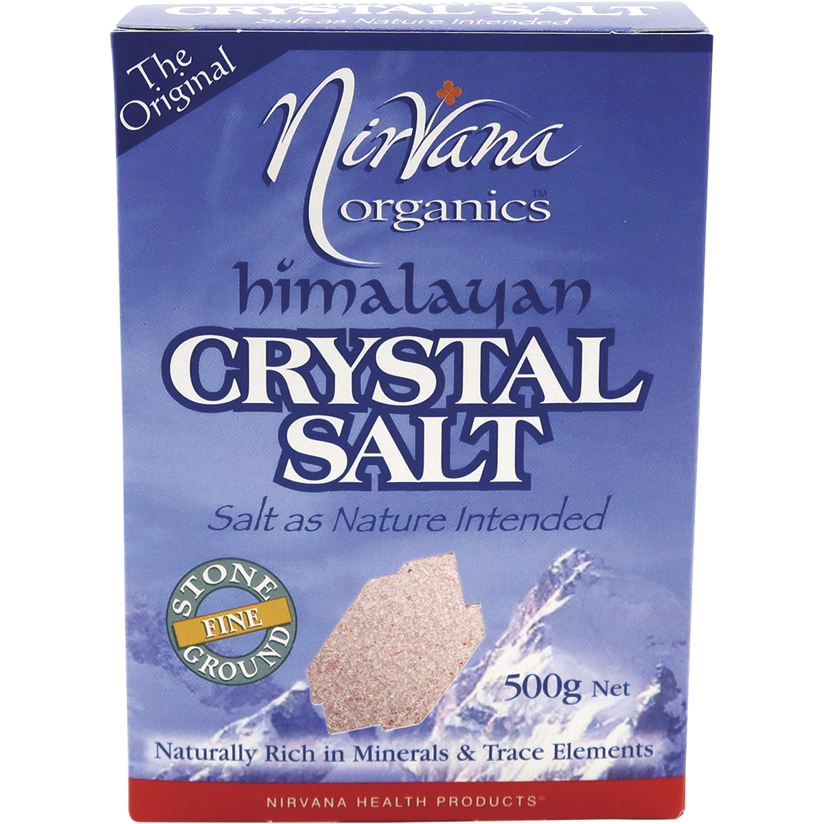Nirvana Organics Himalayan Salt Fine – 500g, front of pack