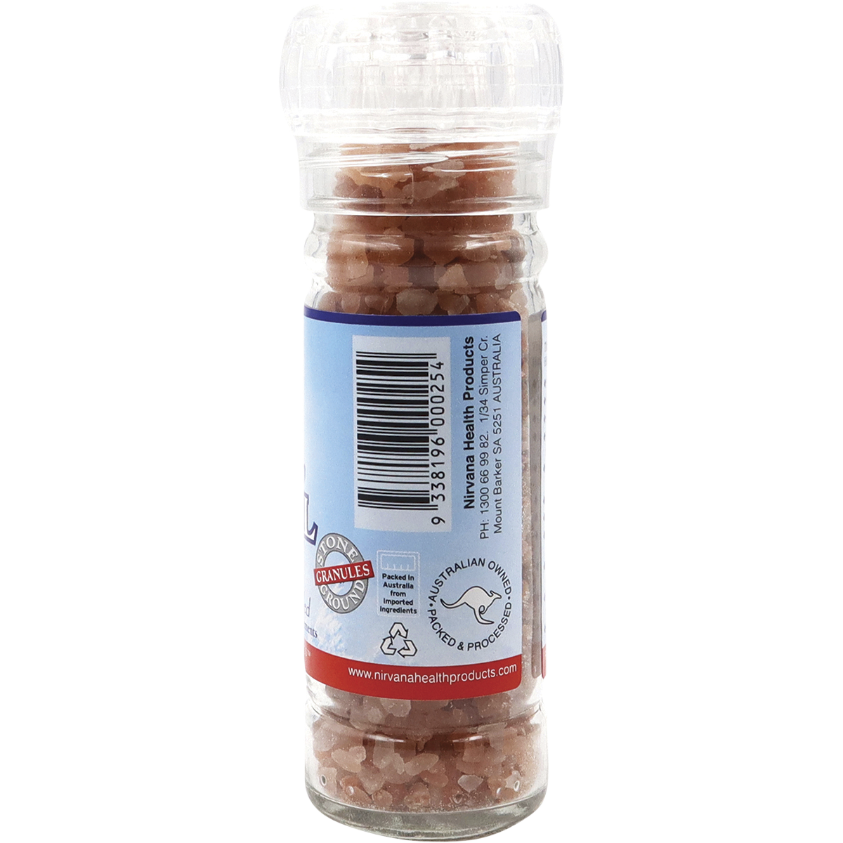 Nirvana Organics Himalayan Salt Granules Glass Grinder – 125g, pack detail