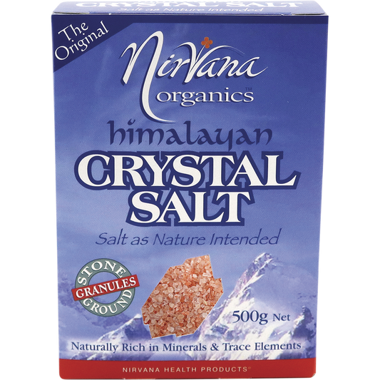 Nirvana Organics Himalayan Salt Granules – 500g, front of pack