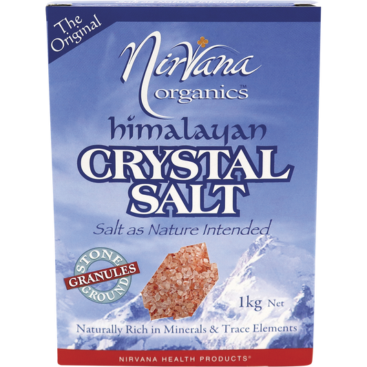 Nirvana Organics Himalayan Salt Granules – 1kg, front of pack