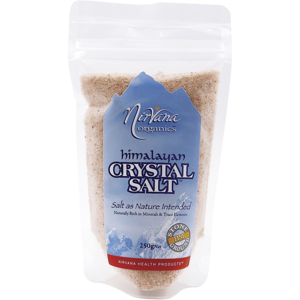 Nirvana Organics Himalayan Salt Fine – 250g, front of pack