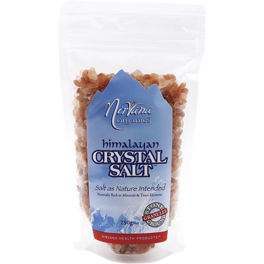 Nirvana Organics Himalayan Salt Granules – 250g, front of pack