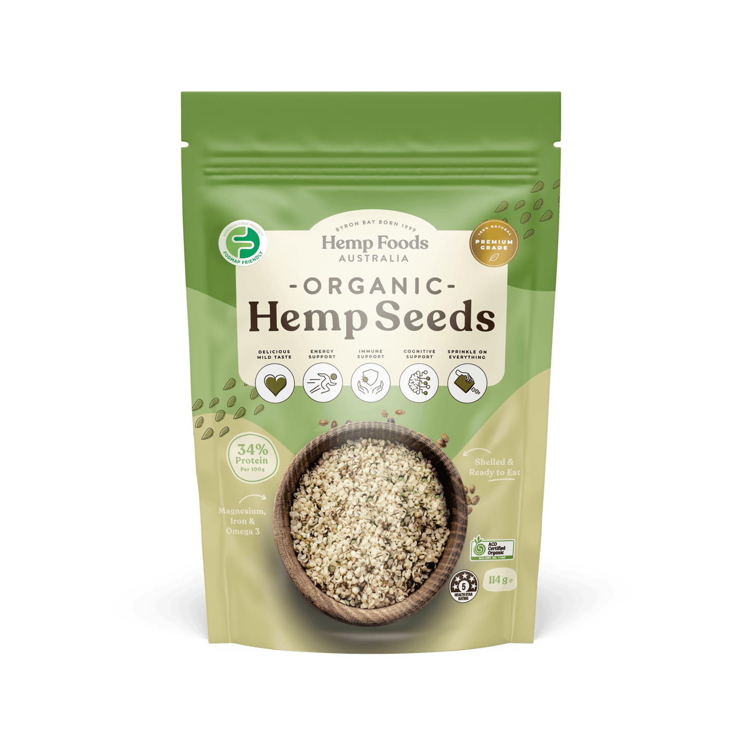 Hemp Foods Australia Organic Hulled Hemp Seeds – 114g