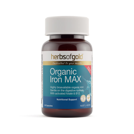 Herbs of Gold Organic Iron MAX – 30 Vege Capsules