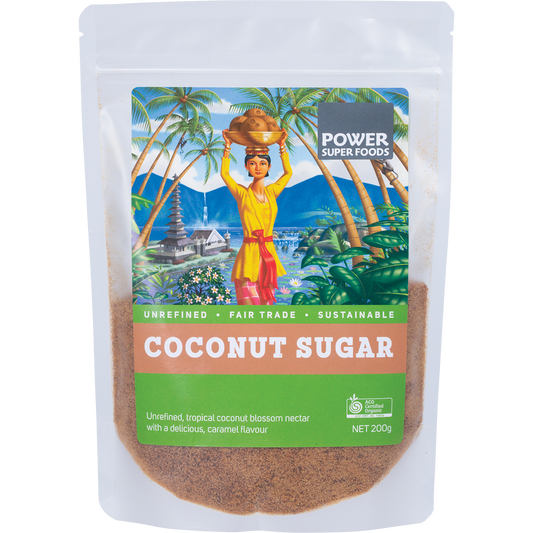 Power Super Foods Organic Coconut Sugar – 200g, front of pack