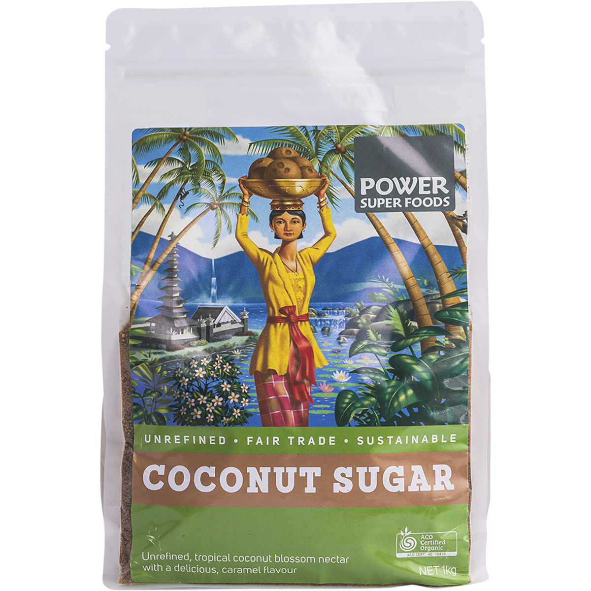 Power Super Foods Organic Coconut Sugar – 1kg, front of pack